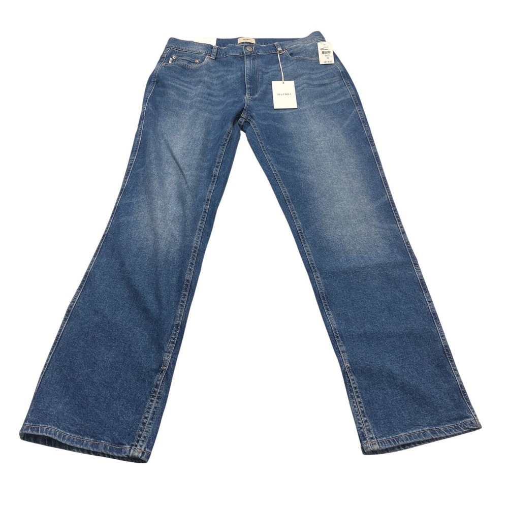 DL1961 Womens Patti Straight High Rise Jeans N Current Blue Side Slit 31x30 NEW